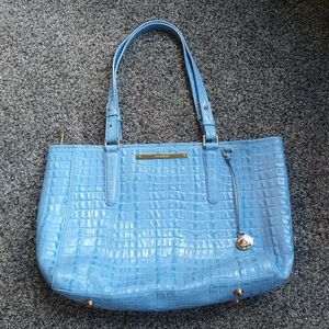 Brahmin Light Blue reptile patter purse